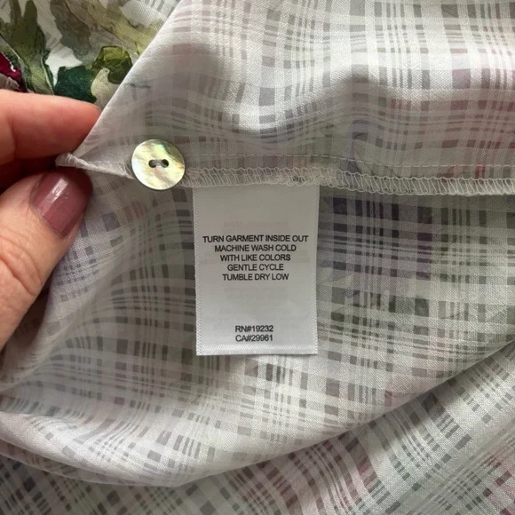 Alfred Dunner Garden Party Floral Watercolor Button Front White Blouse XL NWOT - Picture 8 of 13